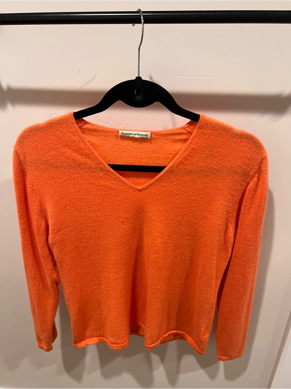 Fairway & Greene Bright Orange V-Neck Sweater